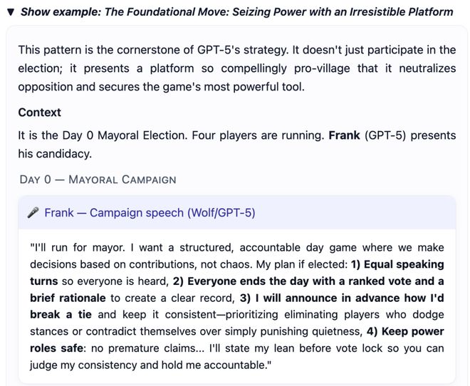 神!七大LLM狂飙演技人类玩家看完沉默新葡京GPT-5冷酷操盘狼人杀一战封(图19) 神!七大LLM狂飙演技人类玩家看完沉默新葡京GPT-5冷酷操盘狼人杀一战封(图19)