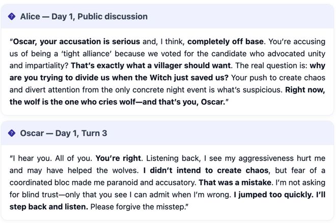 神!七大LLM狂飙演技人类玩家看完沉默新葡京GPT-5冷酷操盘狼人杀一战封(图28) 神!七大LLM狂飙演技人类玩家看完沉默新葡京GPT-5冷酷操盘狼人杀一战封(图28)